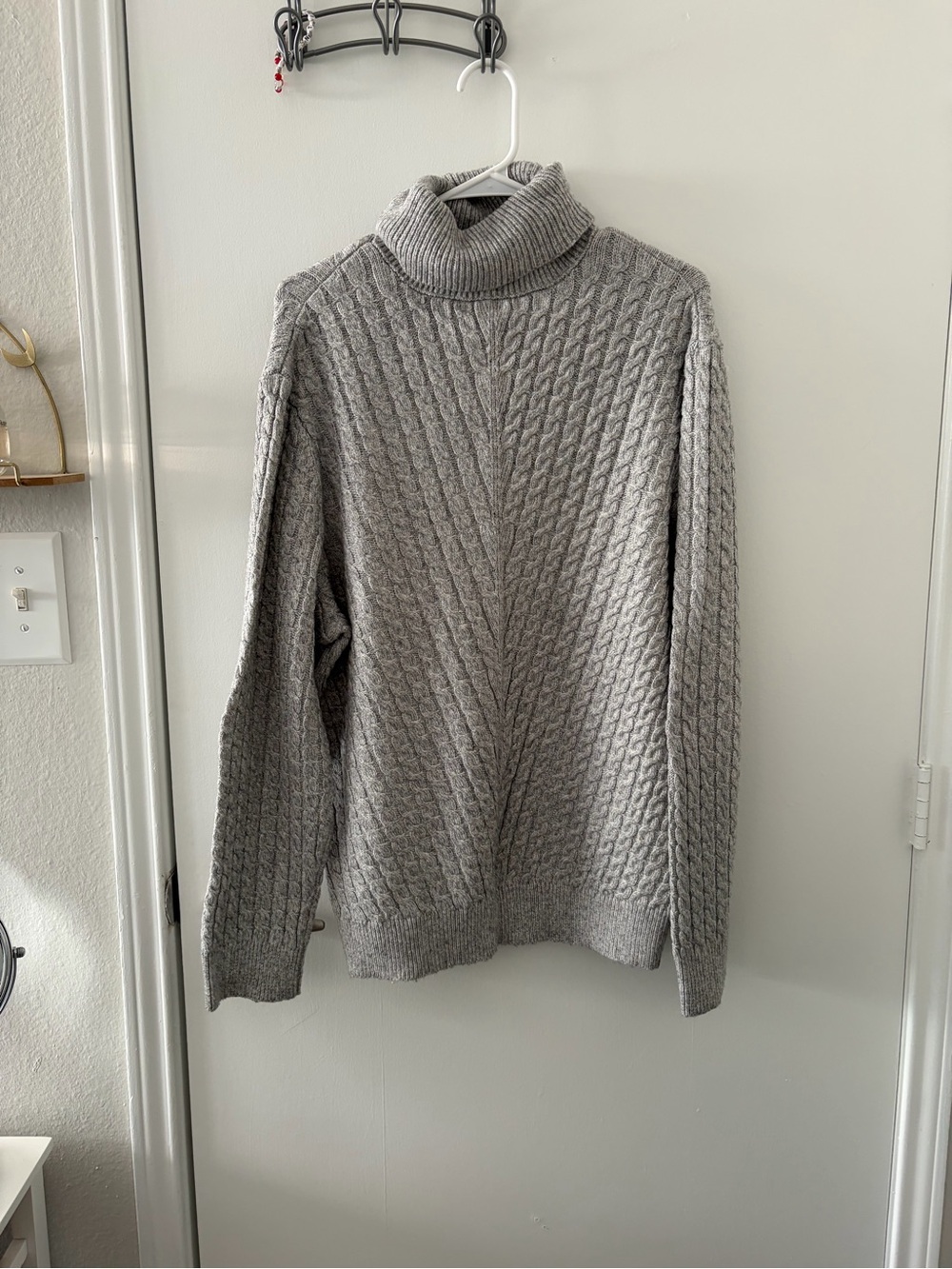 Express Light Gray Cable Knit Turtleneck Sweater